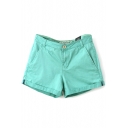 Plain Fitted Pocket Cotton Shorts