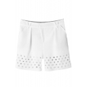 White High Waist Cutout Loose Shorts