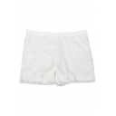 White Lace Elastic Basic Skinny Shorts