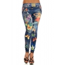 Colorful Print Fitted Skinny Crop Jeggings