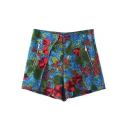 Abstract Print Zippered Laid Back Shorts