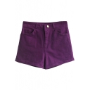Purple Vintage High Waist Shorts