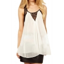 Caged Back Lace Insert Sleeveless Swing Top