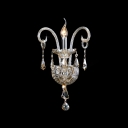 Elegant Graceful Curving Crystal Arm and Single Candle-style Light Formed Glistening Wall Sconce