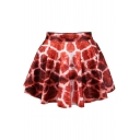 Red Leopard Print Skater Skirt