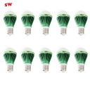 10Pcs  LED Globe Bulb Green 300lm E27 5W Cool White Light