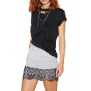 Mini Pencil Knitted Skirt with Lace Hem
