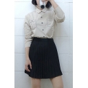 Plain Zip Side Pleated A-Line Mini Skirt