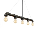 Antique Bronze Five-light Pipe LED Suspension Pendant