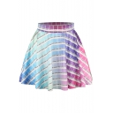 Plaid Elastic Waist Flared Mini Skirt
