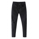 Black Zippered Open Knee Crop Jeans