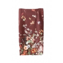 Floral Print Split Hem Back Zip Side Midi Wrap Skirt