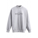 Letter Embroidery Front High Neck Long Sleeve Sweatshirt
