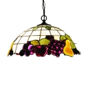 16 Inch Wide Nature Country Style Fruit Motif One-light Tiffany Hanging Pendant Light