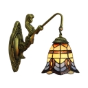 Mermaid Arm Baroque Pattern 6 Inch Mini Wall Sconce in Tiffany Stained Glass Style