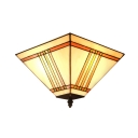 Concise Euro Style Pattern 11 Inch Flush Munt Ceiling Light in Tiffany Stained Glass Style