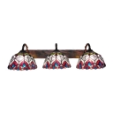 Red Peacock Copper Finished  Tiffany Stained Glass Three-light Wall Sconce