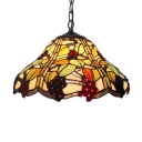 16 Inch Wide Country Style Grape Motif One-light Tiffany Hanging Pendant Light
