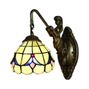 Single Light Mermaid Wall Sconce 6 Inch Mini Size in Tiffany Stained Glass Style