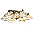 31.4 Inches Wide 8 Lights Downlight Ceiling Fan Ceiling Light in Tiffany Style