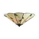 Leaf Accented Pyramid Shade Tiffany Country Style 16 Inch Flush Mount Ceiling Light