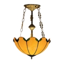 12 Inch Country Style Beige Stained Glass Tiffany 3-light Chandelier Uplight