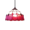 Red Stained Glass 8 Inch Tiffany One-light Kitchen Hanging Mini Pendant Light