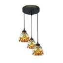 Round Base Baroque Pattern 8 Inch Multi-light  Hanging Pendant Lighting in Tiffany Stained Glass Style