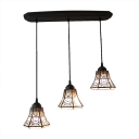 Lodge Style  3 Lights Bell Shade Adjustable Tiffany Pendant