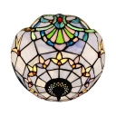 Two-light Baroque Style Blue Stained Glass Tiffany Flush Mount Ceiling Light