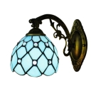 Bronze Arm Blue/Yellow Stained Glass Tiffany One-light Wall Sconce