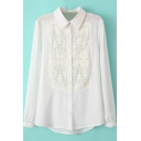 Button Down Lace Patchwork Long Sleeve Shirt