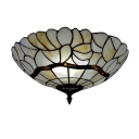 White Glass 16 Inch 3 Lights Tiffany Ceiling Light with Antique Bronze Finish