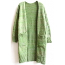 Double Pockets Long Sleeve Cocoon Neck Long Cardigan