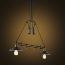 Antique Black 2 Light LED Pendant with Tapered Shade