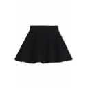 Elastic Waist A-Line Mini Plain Skater Skirt