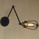 Matte Black 1 Bulb Cage LED Mini Wall Sconce