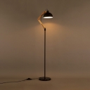 Spun Wood Living Room Adjustable LED Floor Lamp with Dome Metal Shade
