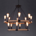 2 Tier 32-Inch Wide Industrial Style 14 Light Rope LED Chandelier