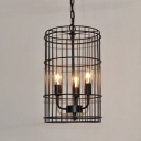 3 Light Lattice Vintage Iron Foyer LED Pendant Light in Black