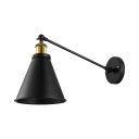 Industrial Conical Shade Wall Light in Black for Warehouse Farmhouse Living Room