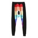 Rainbow Color Block Elastic Waist & Ankle Harem Pants
