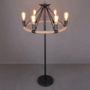 Metal Hemp Rope LED Floor Lamp in Matte Black Finish 