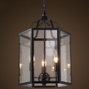 Lantern Style 3 Light LED Chandelier in Black Finish