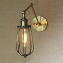 Polished Brass Single Light Adjustable LED Wall Sconce with Wire Cage