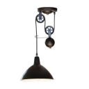 Pulley Bowl Shade Pendant Light Industrial Matte Black One Light Hanging Pendant 10