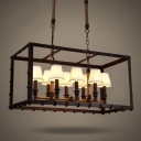 Industrial Style 8 Light Rectangle Rope LED Chandelier in Rust Finish 31 1/2