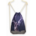 Eco-friendly Drawstring Backpack with Thunder Storm & Cat