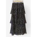 Ditsy Floral Print Tiered Maxi Skirts