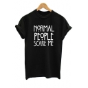 Round Neck Roll Sleeve Letter Print Chic Longline Tee
